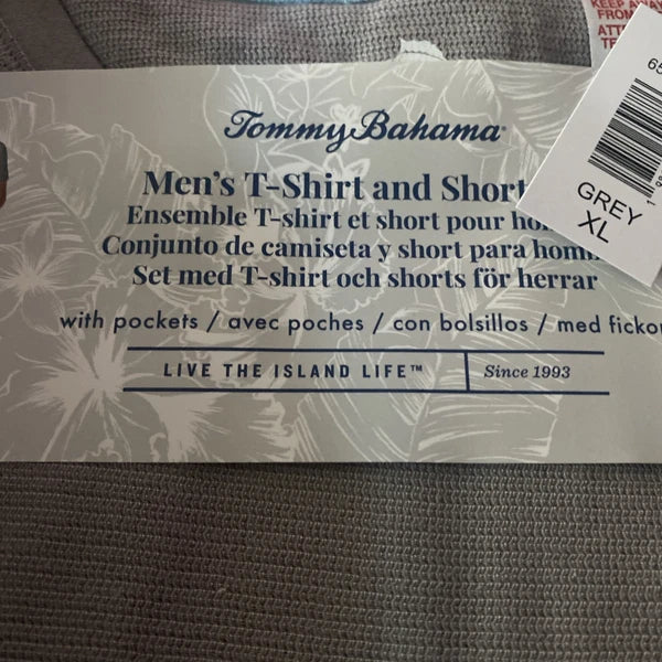 Tommy Bahama Mens T-shirt & shorts set XL Grey Extra Large Pj’s Lounge Sets