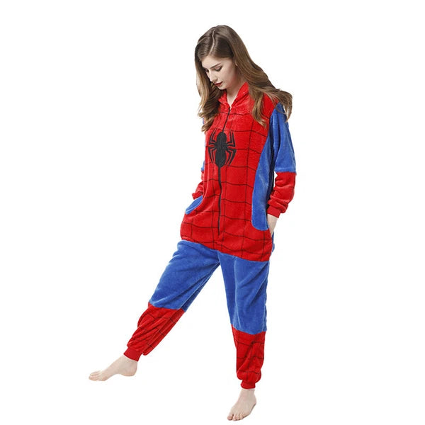 Spiderman Pajamas Jumpsuit Cosplay Superhero Adult Kid Sleepwear Nightgown Dress