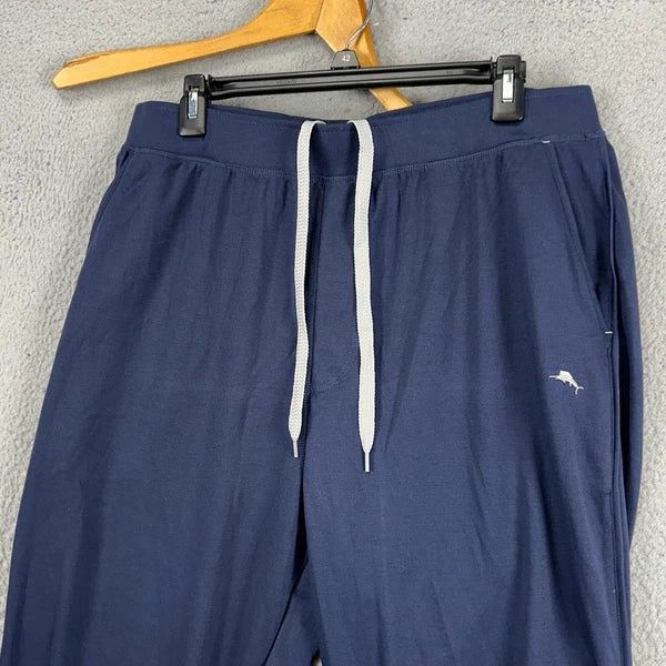 Tommy Bahama Island Sleepwear Mens 2 Piece Pajama Set Large Grey Blue Jogger NEW