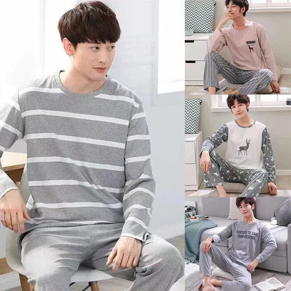 New Men's Pyjamas Set Pyjama Loungewear Nightwear Top Long Sleeve Activewear*~