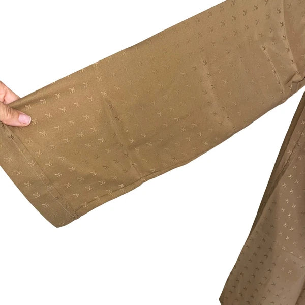 Vintage Mens Pajama Set Size 48 Tan 3 Piece Pockets Belted Pure Silk Italy