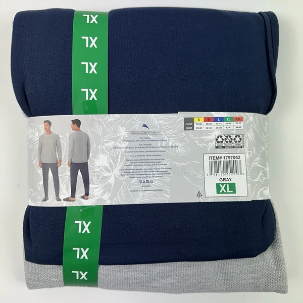 Tommy Bahama Pajamas Men's XL Blue Grey Waffle Lounge Set 2-Piece Pants Shirt