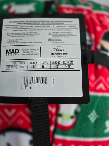 Star Wars Mandalorian Baby Yoda Christmas Mens Pajamas Set Mens LARGE - New