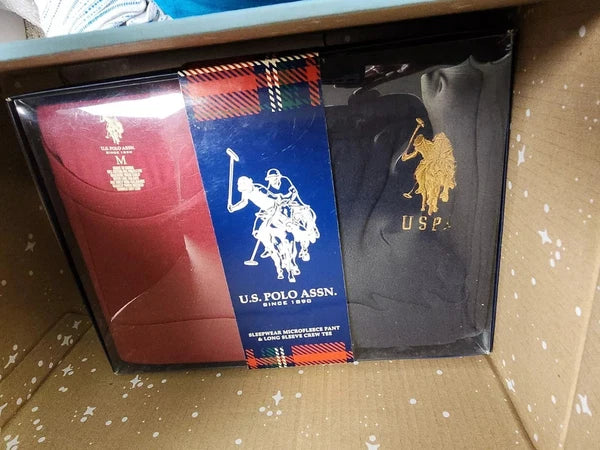 U.S. Polo Assn Sleepwear knit pant & long sleeve crew Tee Med Brand Pajamas NIB