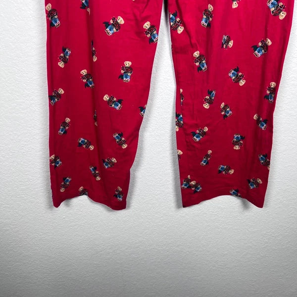 Polo Ralph Lauren Bear Pajama Set Mens Medium Red Long Sleeve lounge Sleepwear
