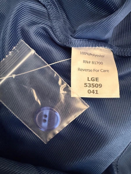 Satin TRICOT 2 Pc Pajama Set Navy Mens L LS Top W/Pull on Bottoms John BLAIR