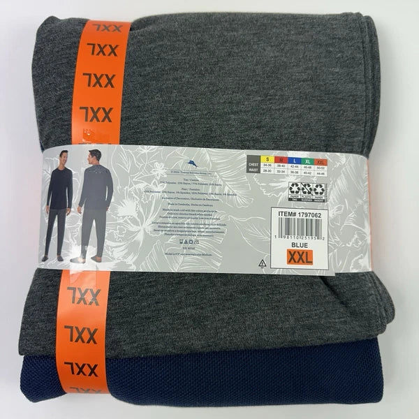 Tommy Bahama Pajamas Men's XXL Blue Grey Waffle Lounge Set Pants Shirt Thermal
