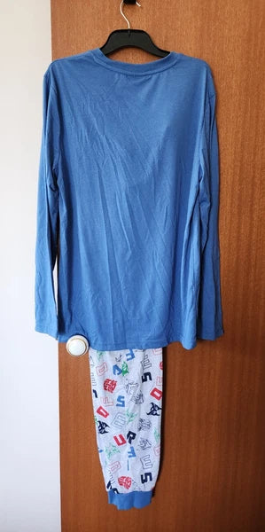 Transformers Mens Optimus Prime Blue Grey Printed Long Sleeve Pyjama Set Size M
