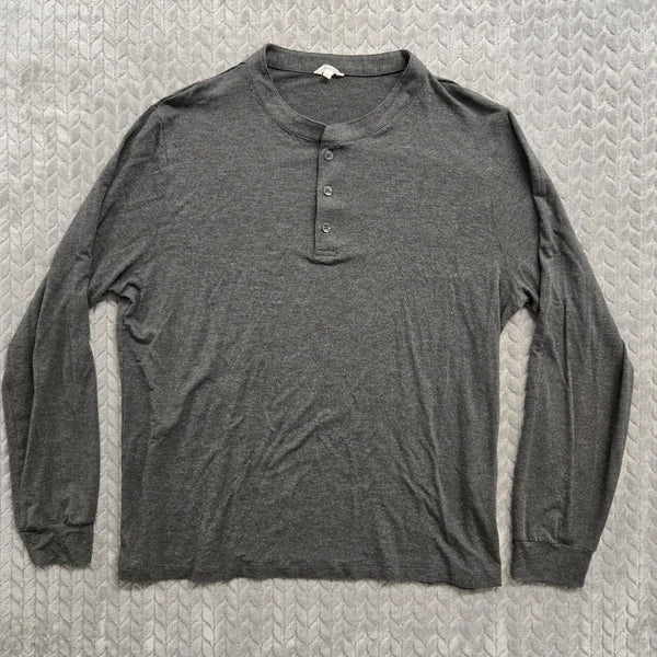 Eberjey Henry Mens Gray Modal Blend Lounge Pajama Set Henley Long Sleeve Medium