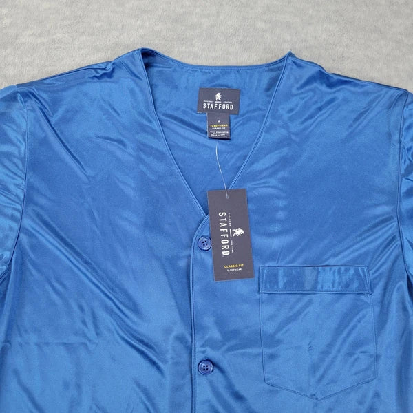 Stafford Pajama Set Satin Star Sapphire Sleepwear S/S Shirt & Shorts Mens M NWT