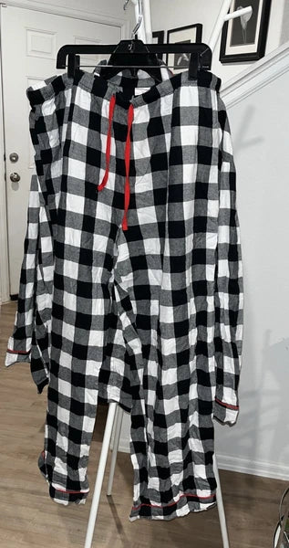 WONDERSHOP Men’s  Sleepwear,  Blk White Check Cotton Pajamas Pant Set  Size XXL