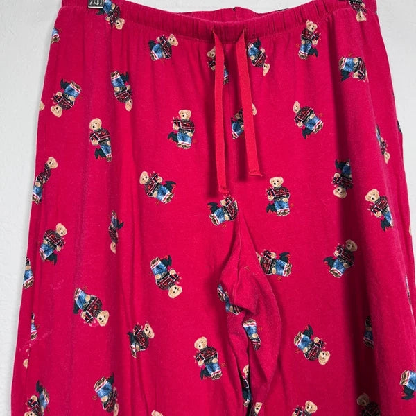 Polo Ralph Lauren Bear Pajama Set Mens Medium Red Long Sleeve lounge Sleepwear
