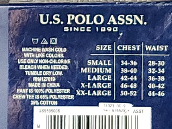 U.S. Polo Assn Sleepwear knit pant & long sleeve crew Tee Med Brand Pajamas NIB