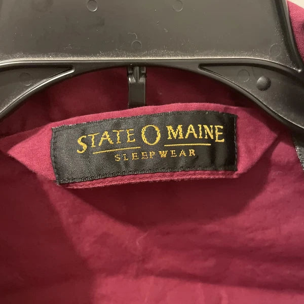 Vintage State O Maine Pajama Set Mens XLarge Burgundy W/White Trim 100% Cotton