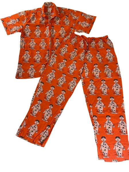Vintage Hasbro Men's 2001 Orange Operation Pajama Set Y2K - Large