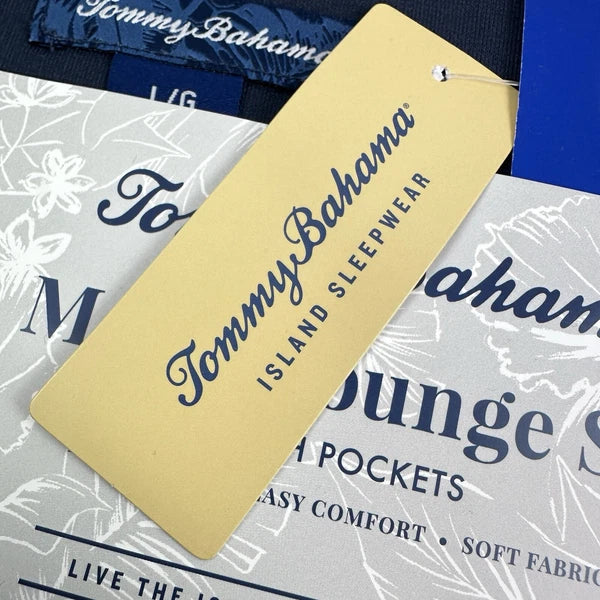 Tommy Bahama Pajamas Men's L Blue Grey Waffle Lounge Set 2-Piece Pants Shirt