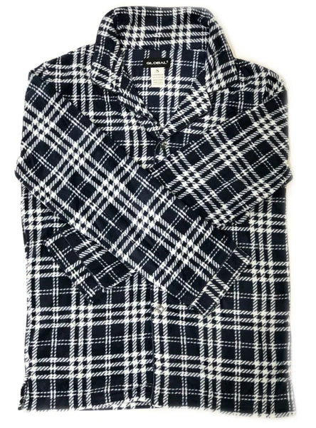 Men's Long Sleeve Pajama Lounge Set Comfortable PJ's Soft Fleece Plaid Sleepwear