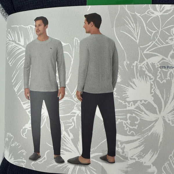 Tommy Bahama Pajamas Men's XL Blue Grey Waffle Lounge Set 2-Piece Pants Shirt