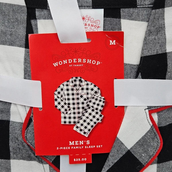 Target Wondershop Christmas Wht Buffalo Checker Pajama Set Men's Size Medium 2Pc