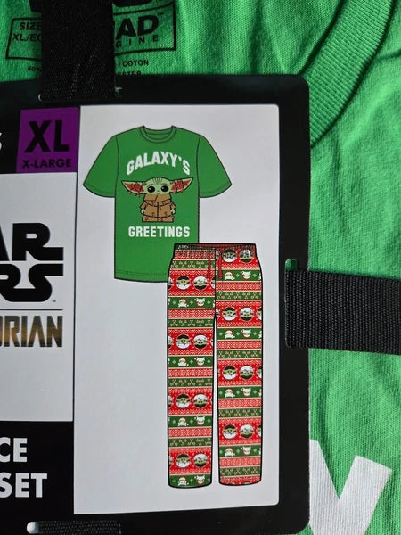 Star Wars Mandalorian Baby Yoda Christmas Mens Pajamas Set Mens XL - New