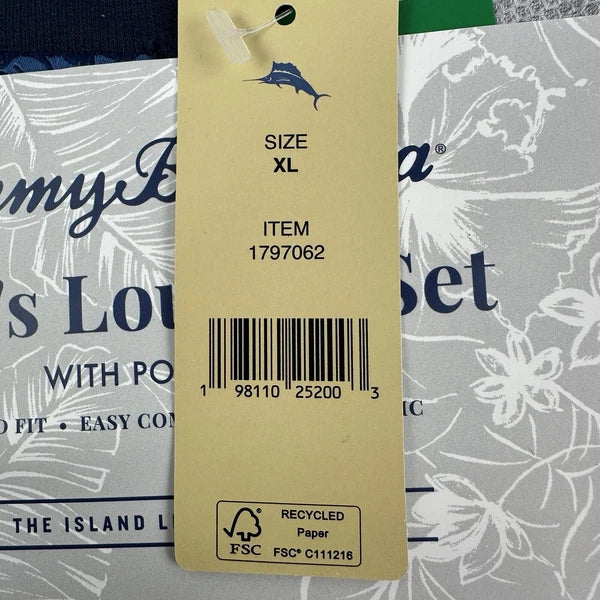 Tommy Bahama Pajamas Men's XL Blue Grey Waffle Lounge Set 2-Piece Pants Shirt