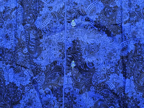 Robert Graham Men's Pajama 2-Piece Set Blue Black Floral Paisley Size Large NWT