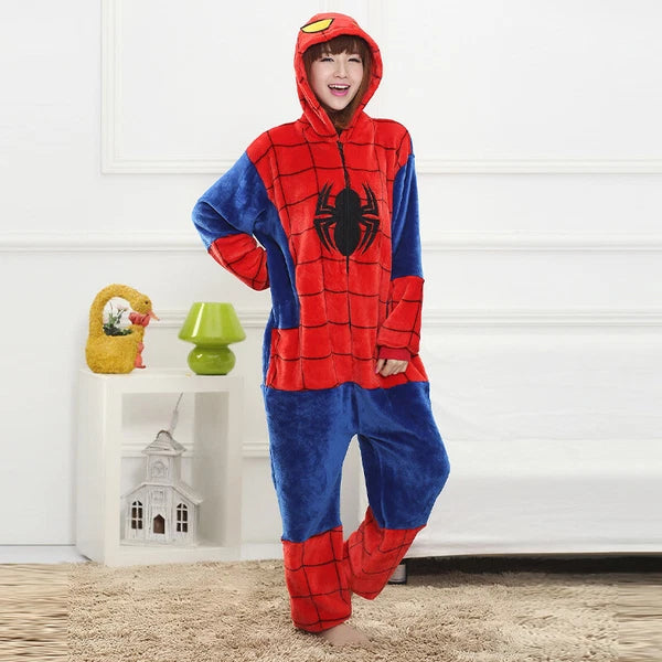 Spiderman Pajamas Jumpsuit Cosplay Superhero Adult Kid Sleepwear Nightgown Dress