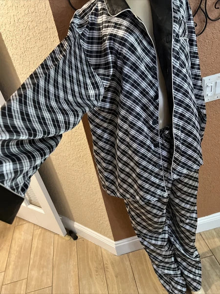 Steve Harvey Black & White Plaid  Men's   2 Pc Pajama Set  NWTS yb2