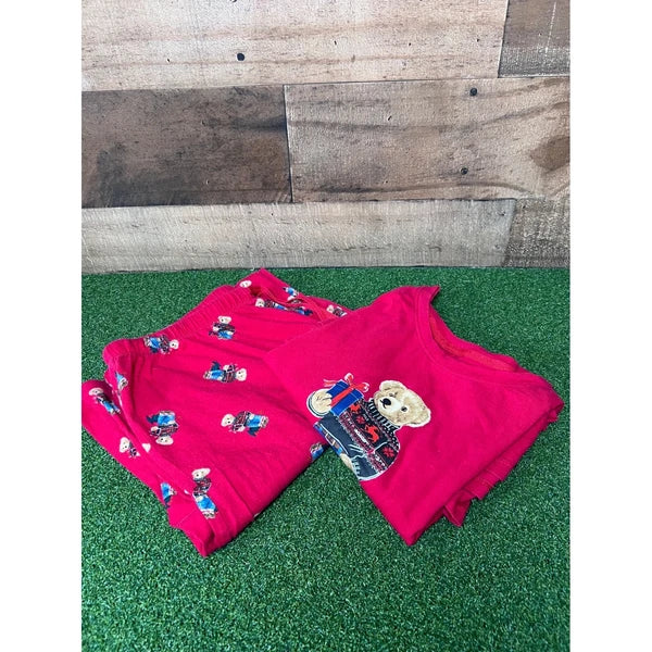 Polo Ralph Lauren Bear Pajama Set Mens Medium Red Long Sleeve lounge Sleepwear
