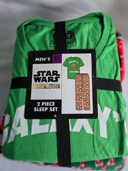 Star Wars Mandalorian Baby Yoda Christmas Mens Pajamas Set Mens XL - New