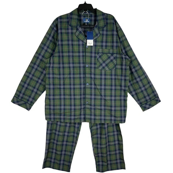 Stafford Men's Regular Fit Olive Plaid 2 Pieces Sleepwear Set Size XL Olive NWT