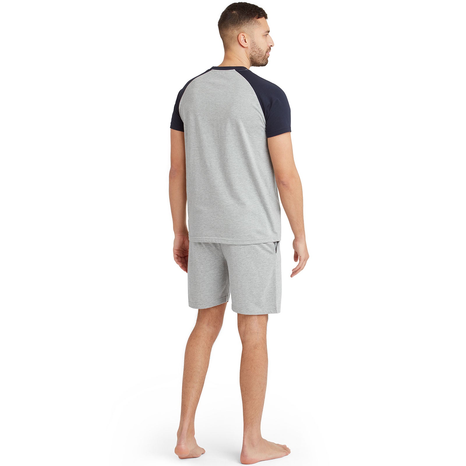 Snuggaroo Mens Raglan Short Sleeve Crew Neck T-Shirt Shorts PJs Pyjama Set