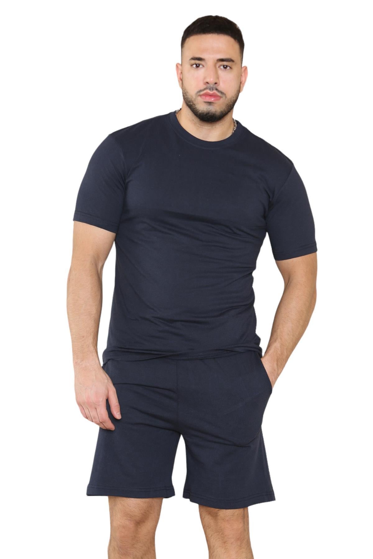 2 Pack Mens Pyjamas T Shirt Shorts Set Nightwear Loungewear Short Sleeve Pjs
