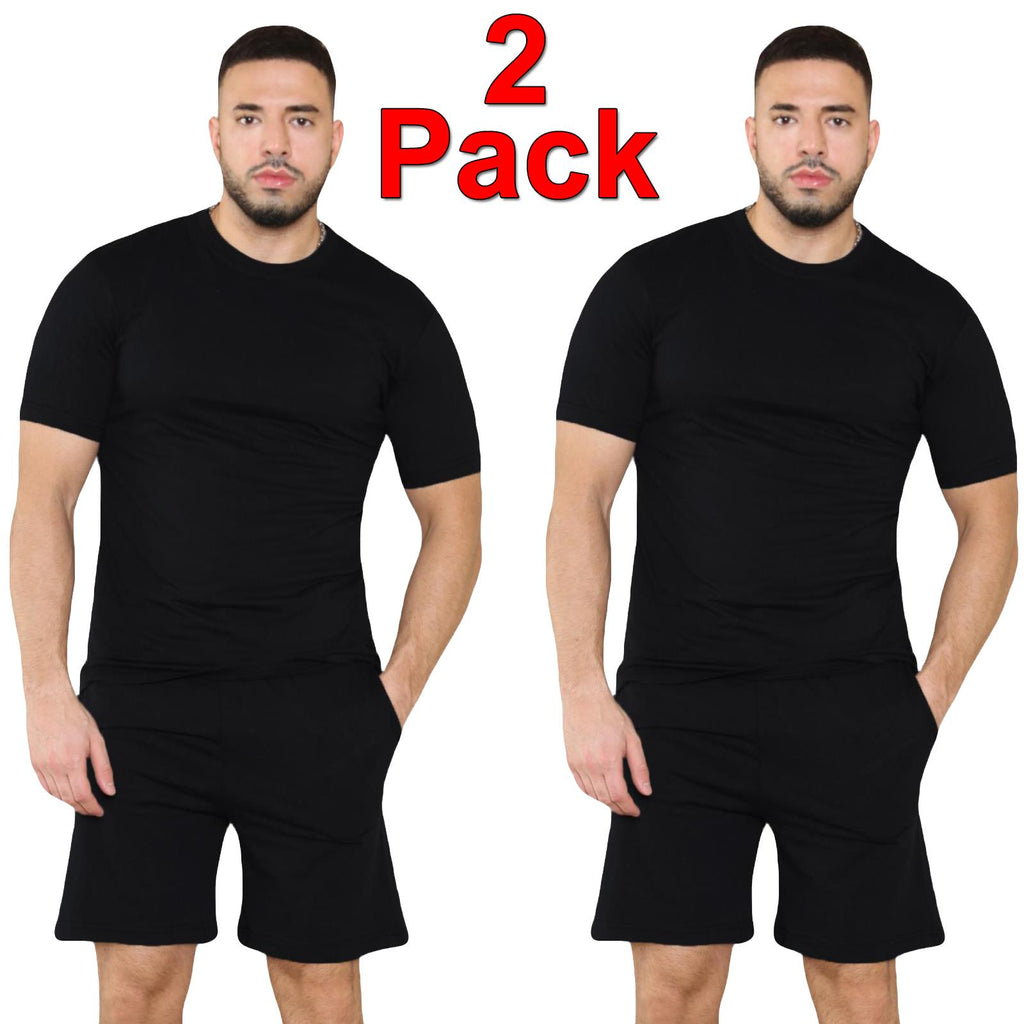2 Pack Mens Pyjamas T Shirt Shorts Set Nightwear Loungewear Short Sleeve Pjs