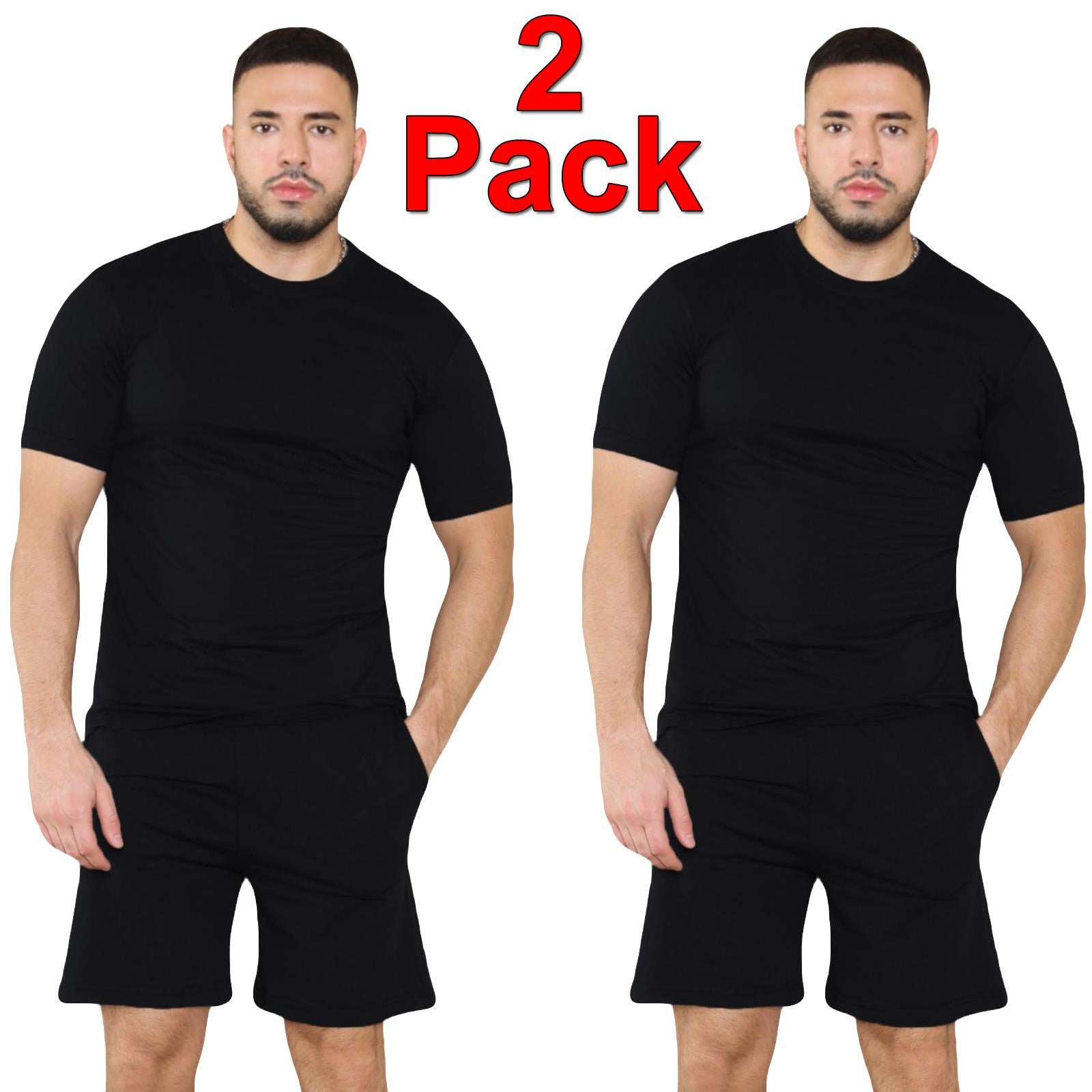 2 Pack Mens Pyjamas T Shirt Shorts Set Nightwear Loungewear Short Sleeve Pjs