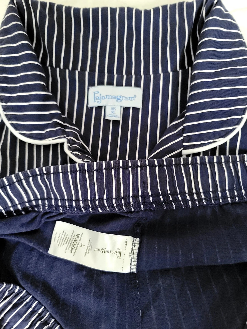 Pajamagram Pajamas Mens XL Blue Striped Sneezy Sleep Set Stretch Cotton New