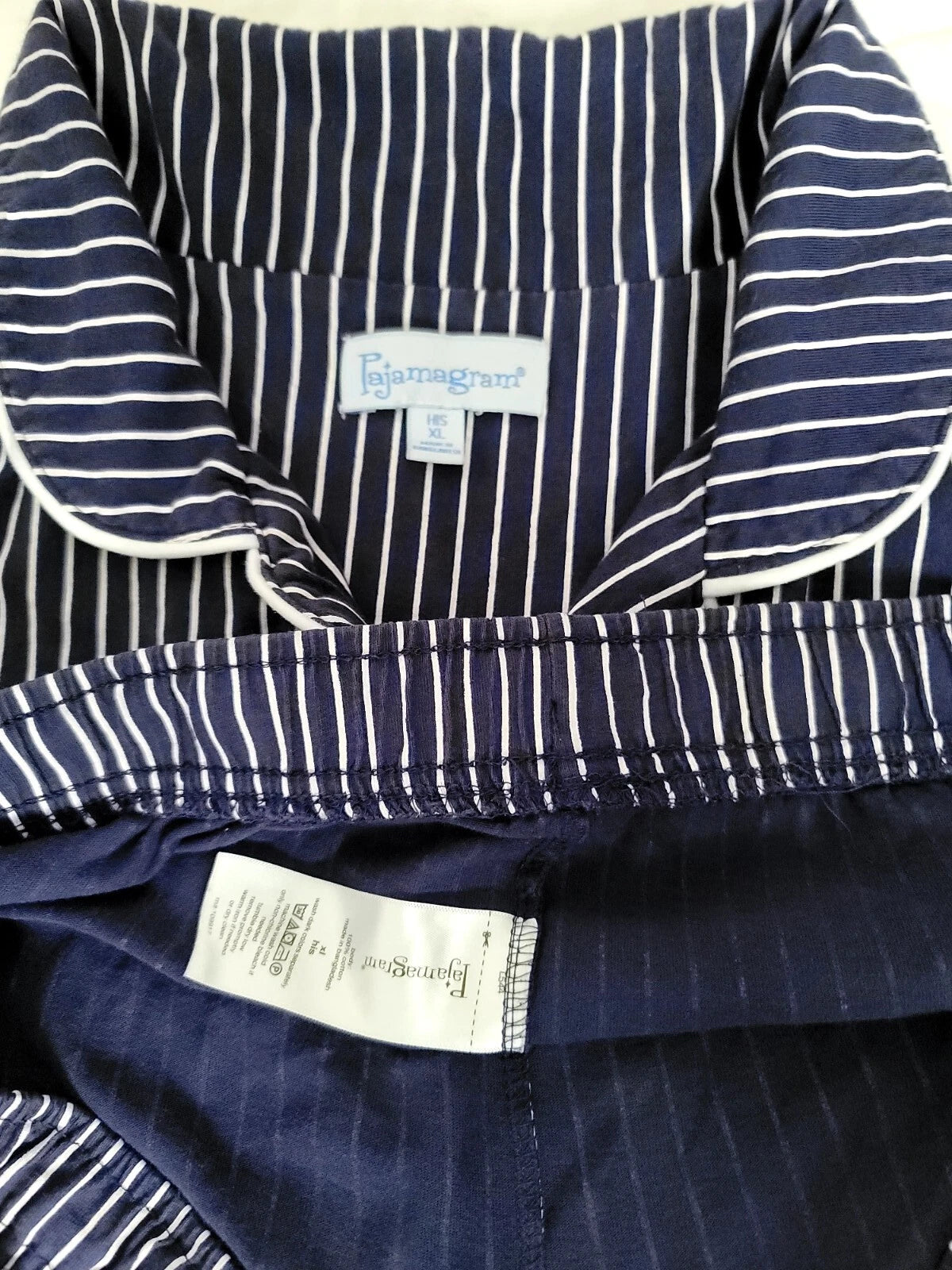 Pajamagram Pajamas Mens XL Blue Striped Sneezy Sleep Set Stretch Cotton New