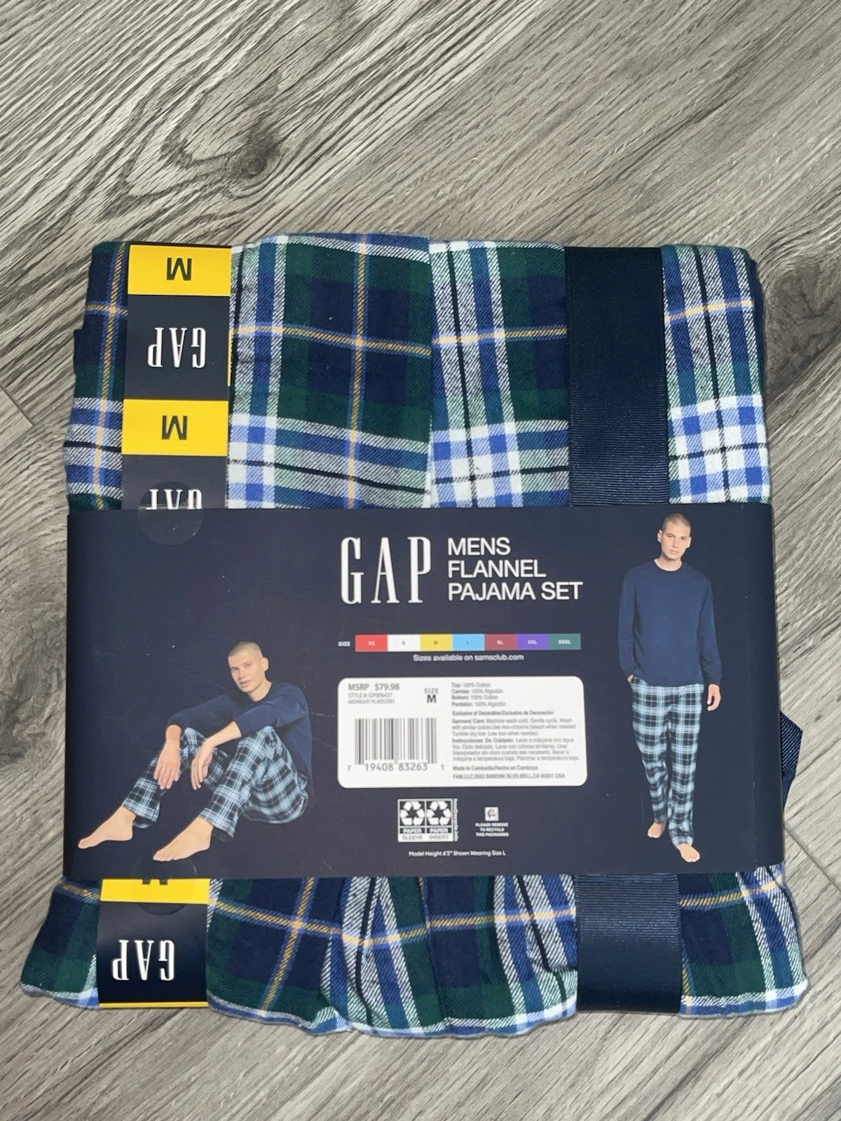GAP MEN’S FLANNEL PAJAMA Set Size Medium Blue Plaid New With Tags