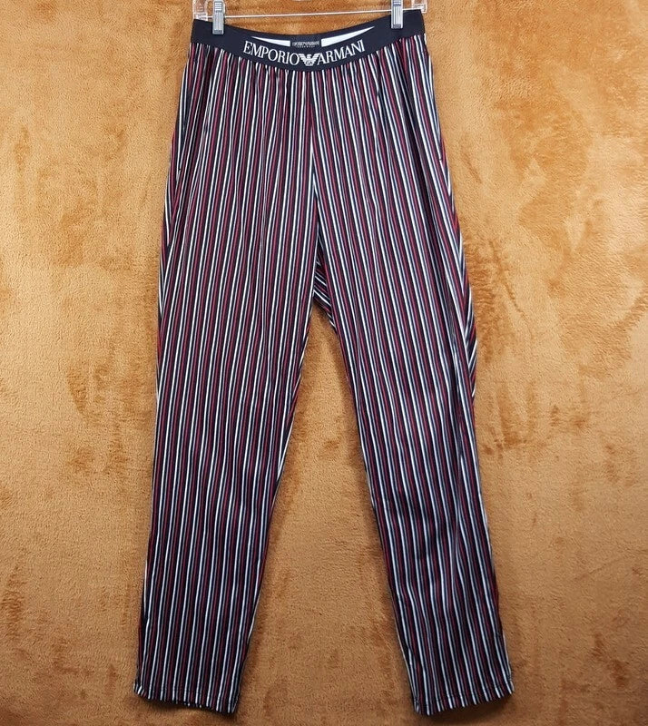 EMPORIO ARMANI Sleepwear Mens Medium Black Stripe Pajama PJs Set Cotton $155
