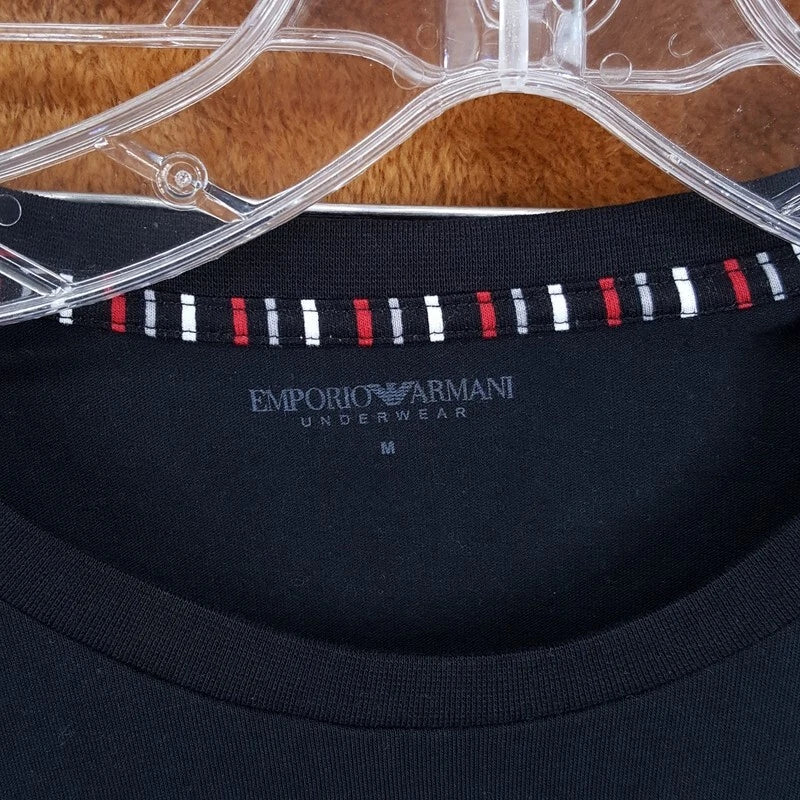 EMPORIO ARMANI Sleepwear Mens Medium Black Stripe Pajama PJs Set Cotton $155