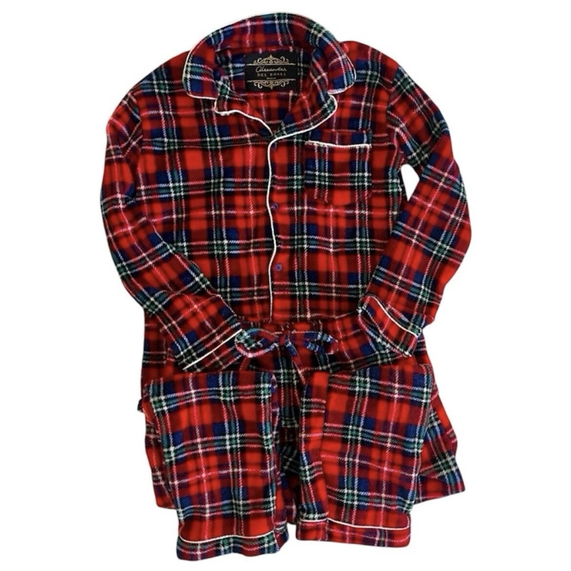 Alexander Del Rossa Pajamas Medium Men's  Plaid Red Unisex Fleece 2-piece