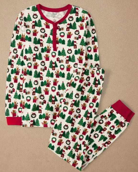 NEW Gymboree XL Unisex/Men/Adult Christmas Pajamas Cotton Waffle Thermal
