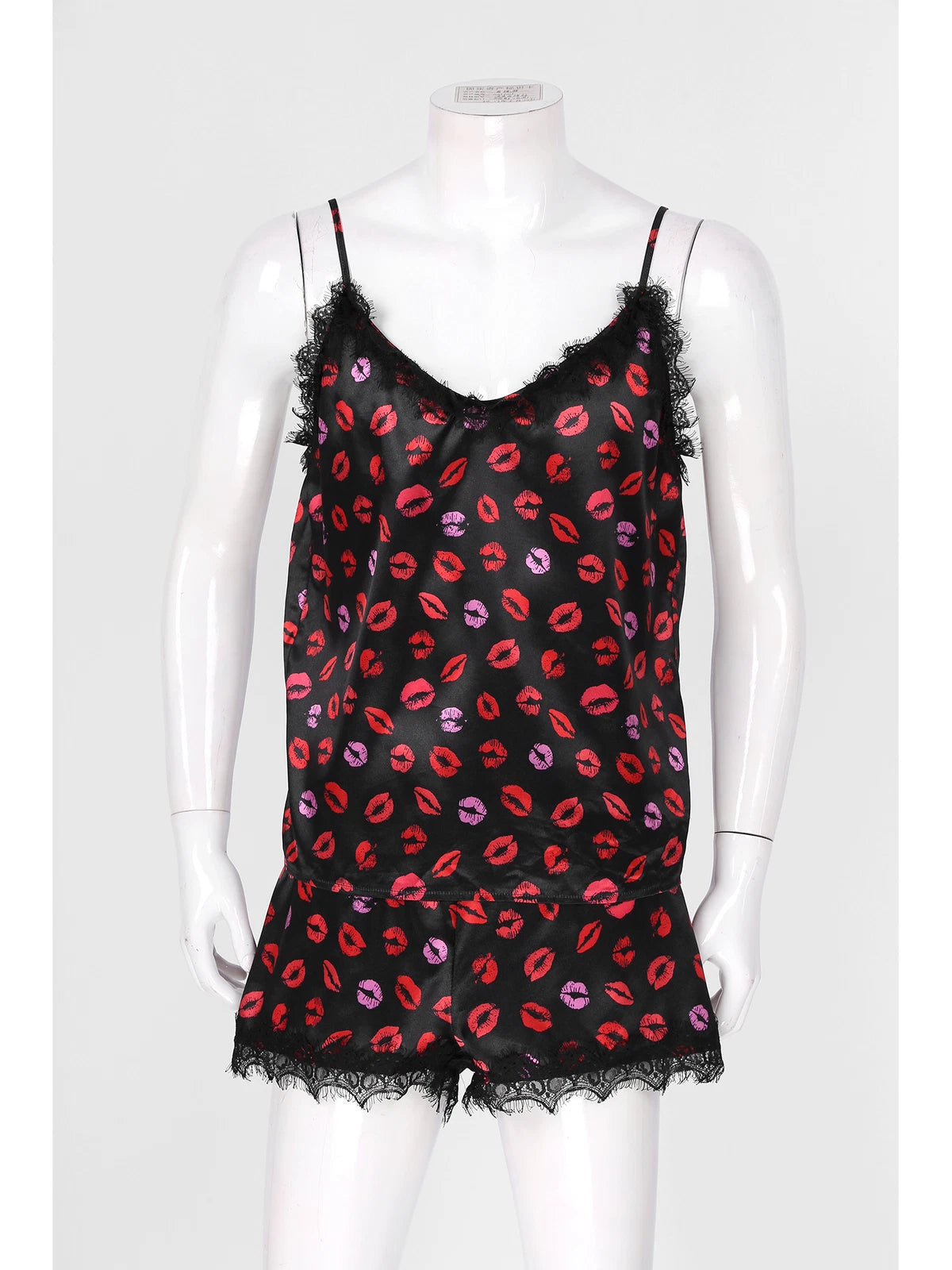 Mens Satin Pajamas Set Sleeveless Tank Top with Shorts Sleepwear Nightwear
