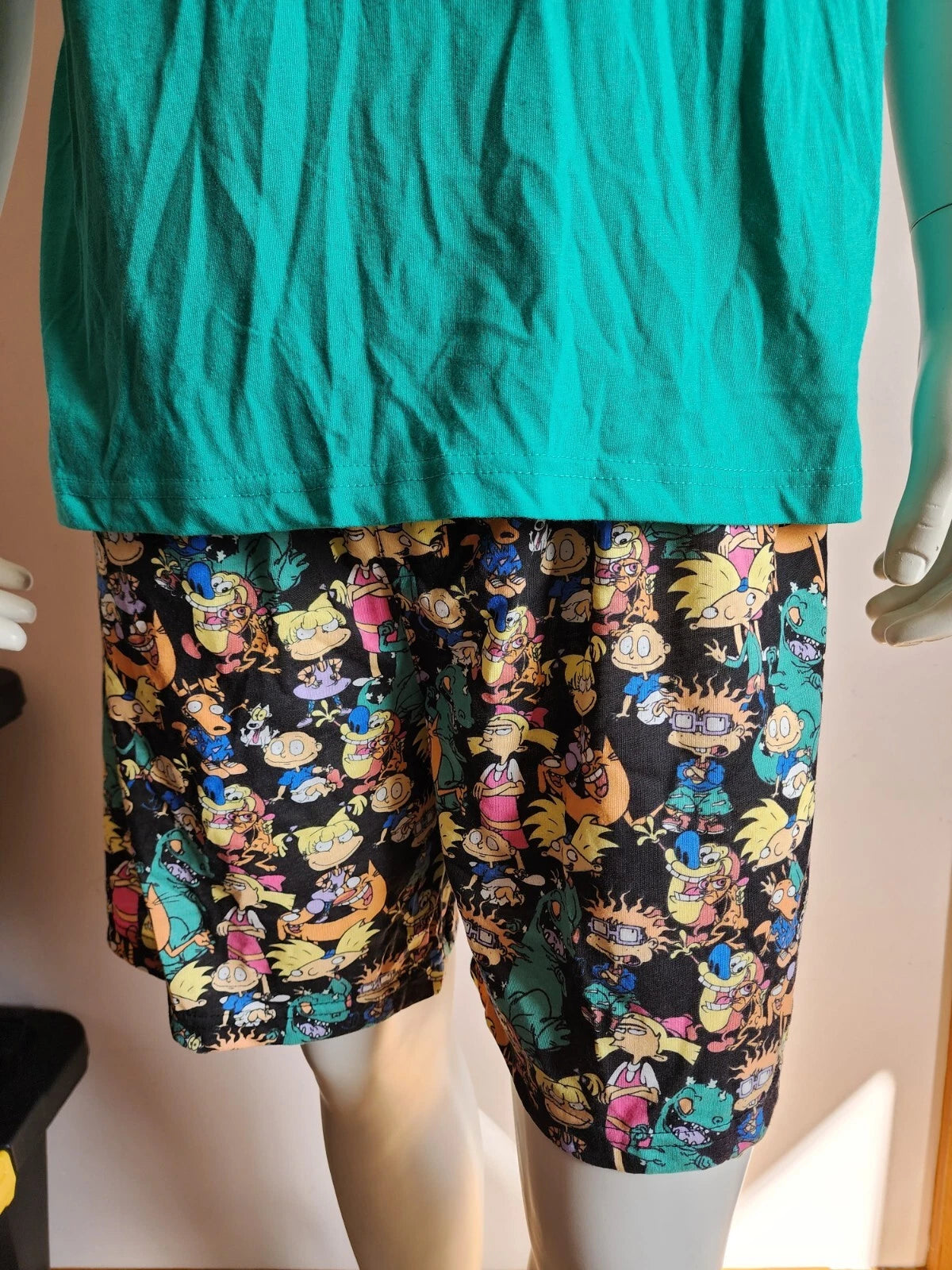 Nickelodeon Mens Old School 90s Cartoons Printed 2 Piece Pyjama Set Size L New