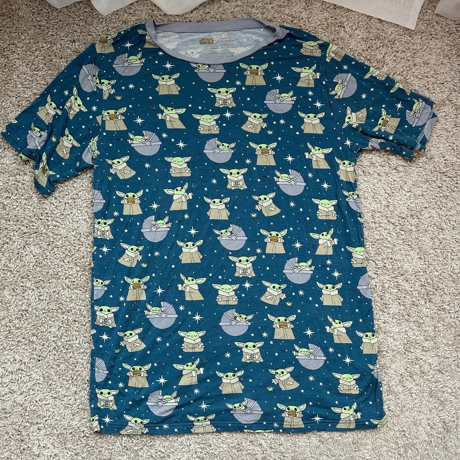 Little Sleepies Mens Adult Medium Grogu Star Wars Pajama Set Preowned
