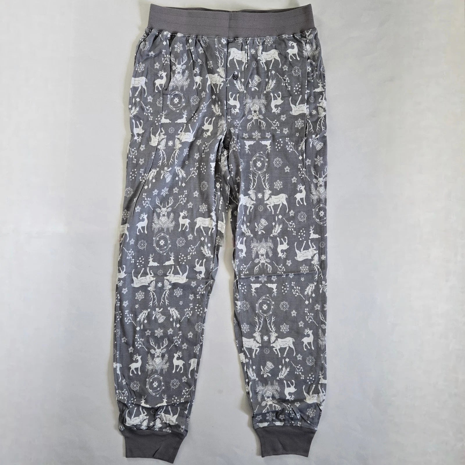 Men's North Pole Trading Company Deer 2 Piece Pajama Set, Grey, S