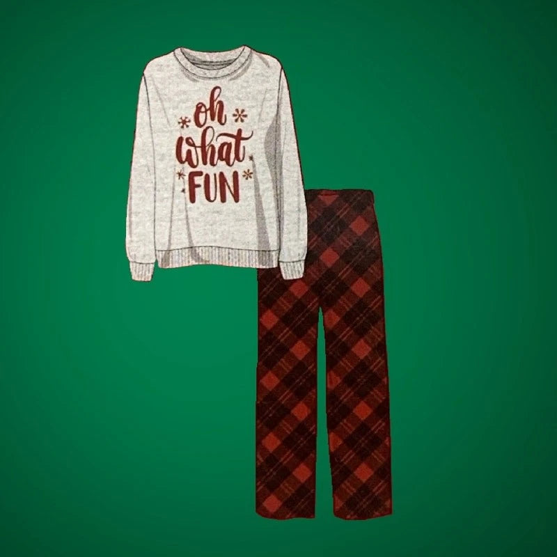 Men's 2 Piece Holiday Pajama Set Christmas PJ's Size Medium Oh What Fun!