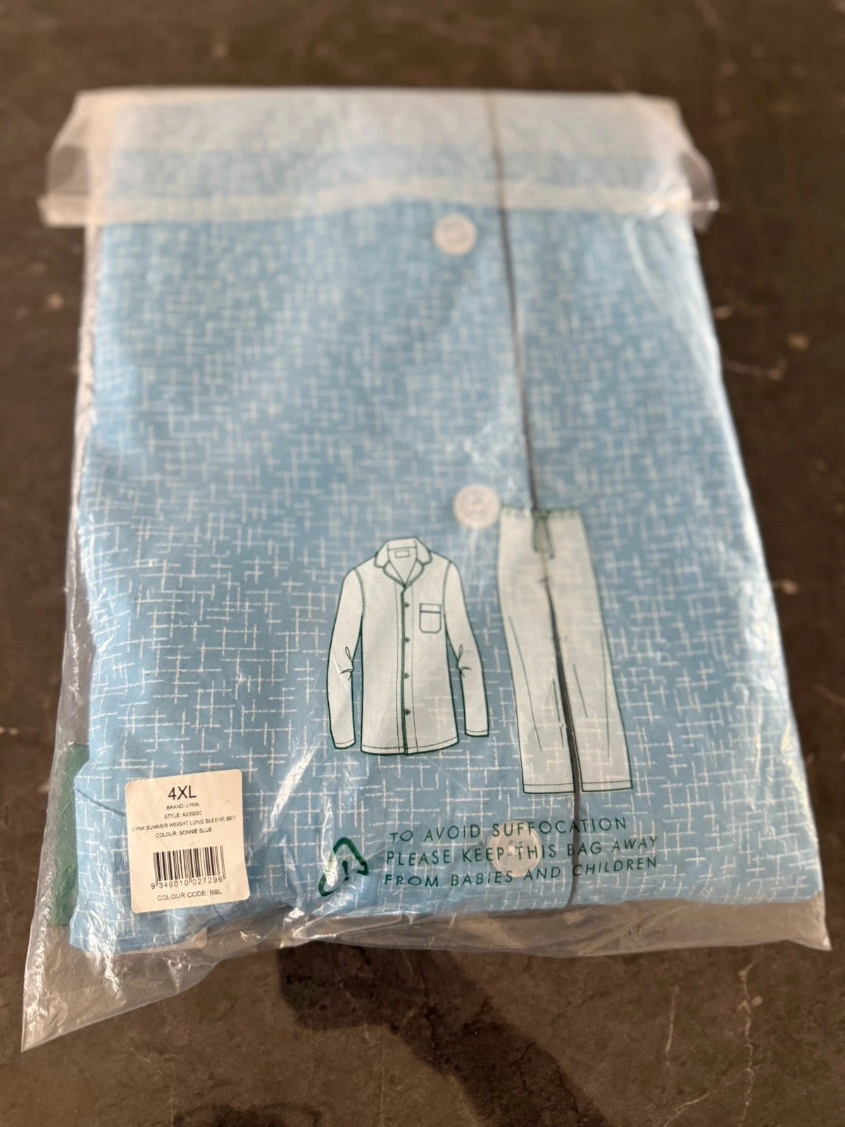 Mens Lynx Sizes 4 X L Bonnie Blue Short Sleeve Long Pant Pyjama Set Pjs