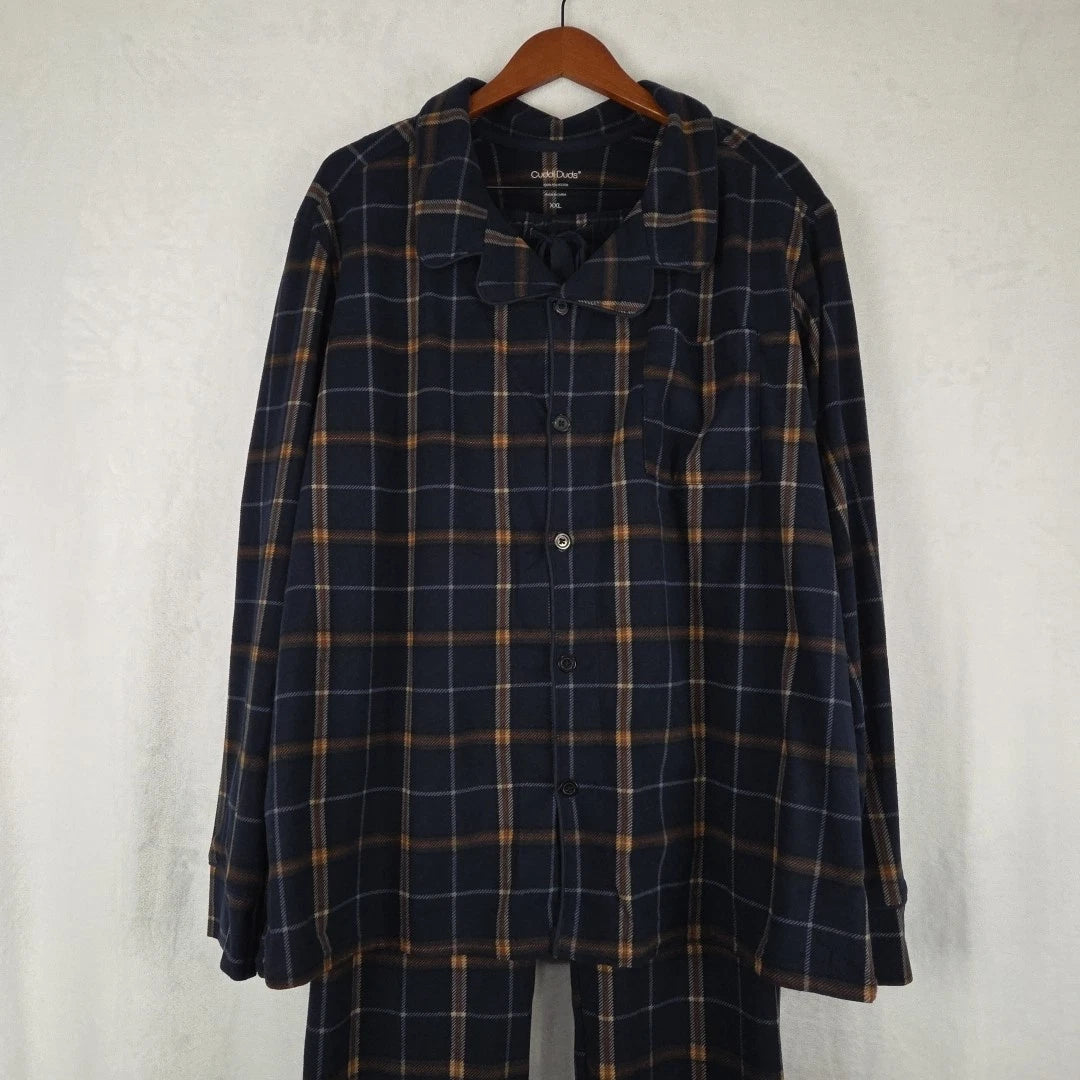 Cuddl Duds Men's Cozy Lodge Fleece Pajama Set Size 2XL Blue Plaid NWT