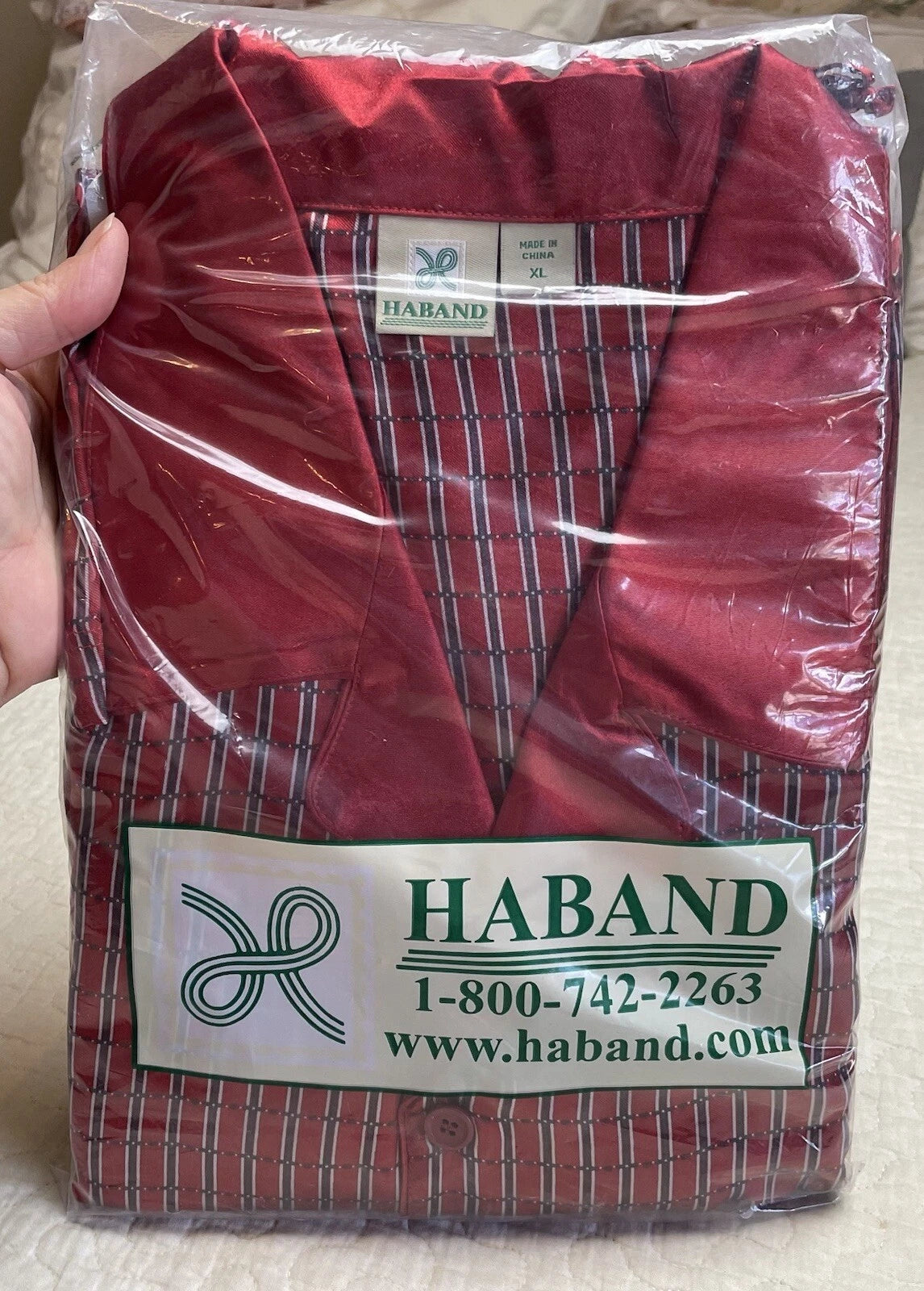Haband Satin Pajama Set Men’s XL New In Package Red Plaid